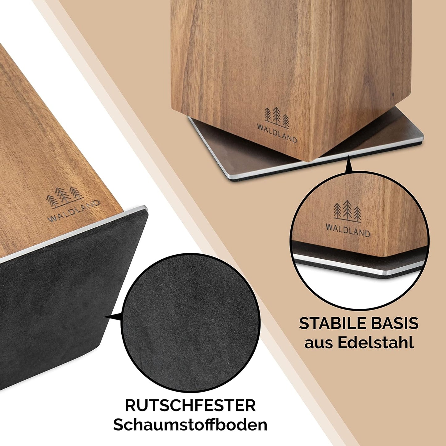 Magnetmesserblock, 360° / Akazienholz
