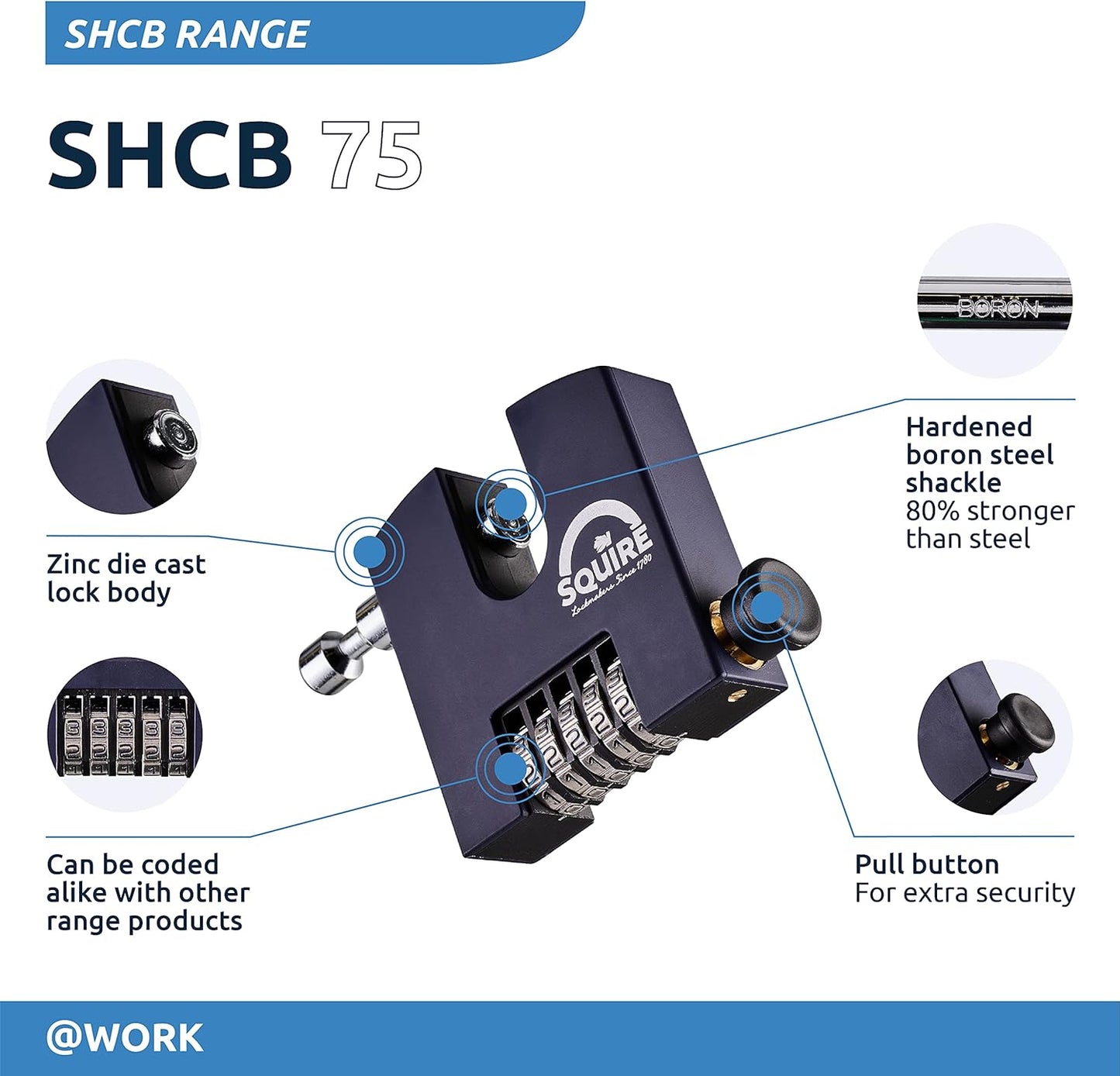 Vorhängeschloss SHCB 75 mit 4-stelligem Zahlencode