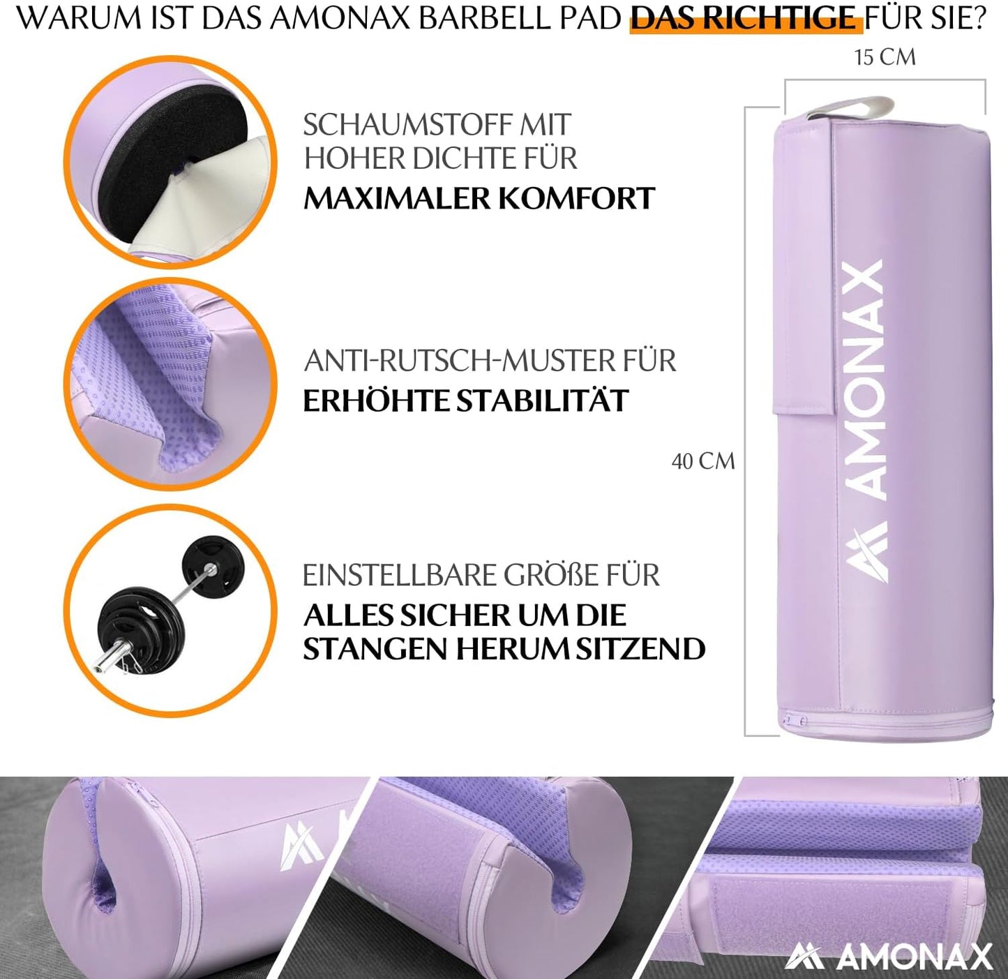 Extra Dickes Langhantelpolster, Lila