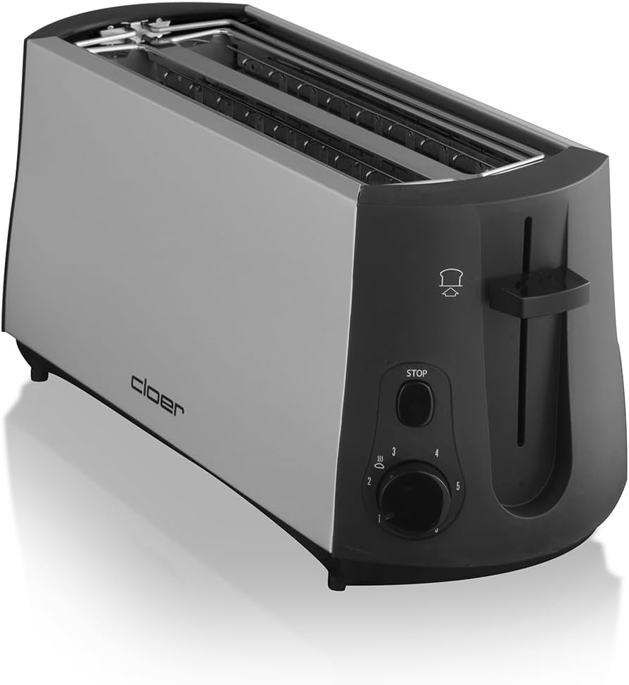 Langschlitztoaster, Mattiertes Metallgehäuse 4 Scheiben Langschlitz Single