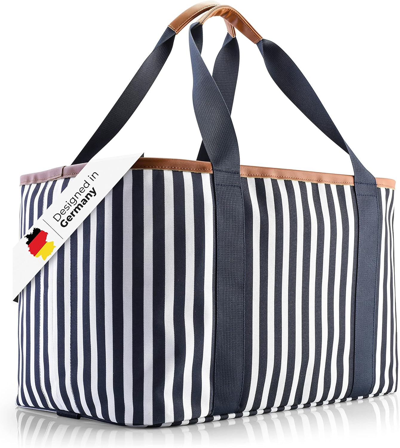 Premium Einkaufskorb mit PU-Griff, Blau