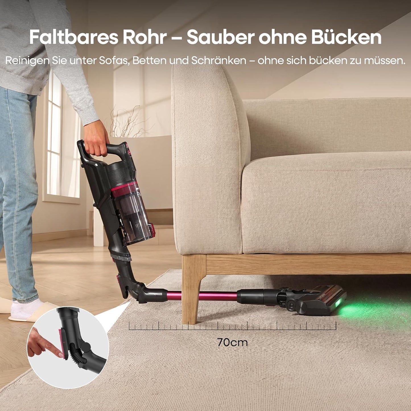 FV3 Akkustaubsauger mit Knickgelenk-Rohr, Violett