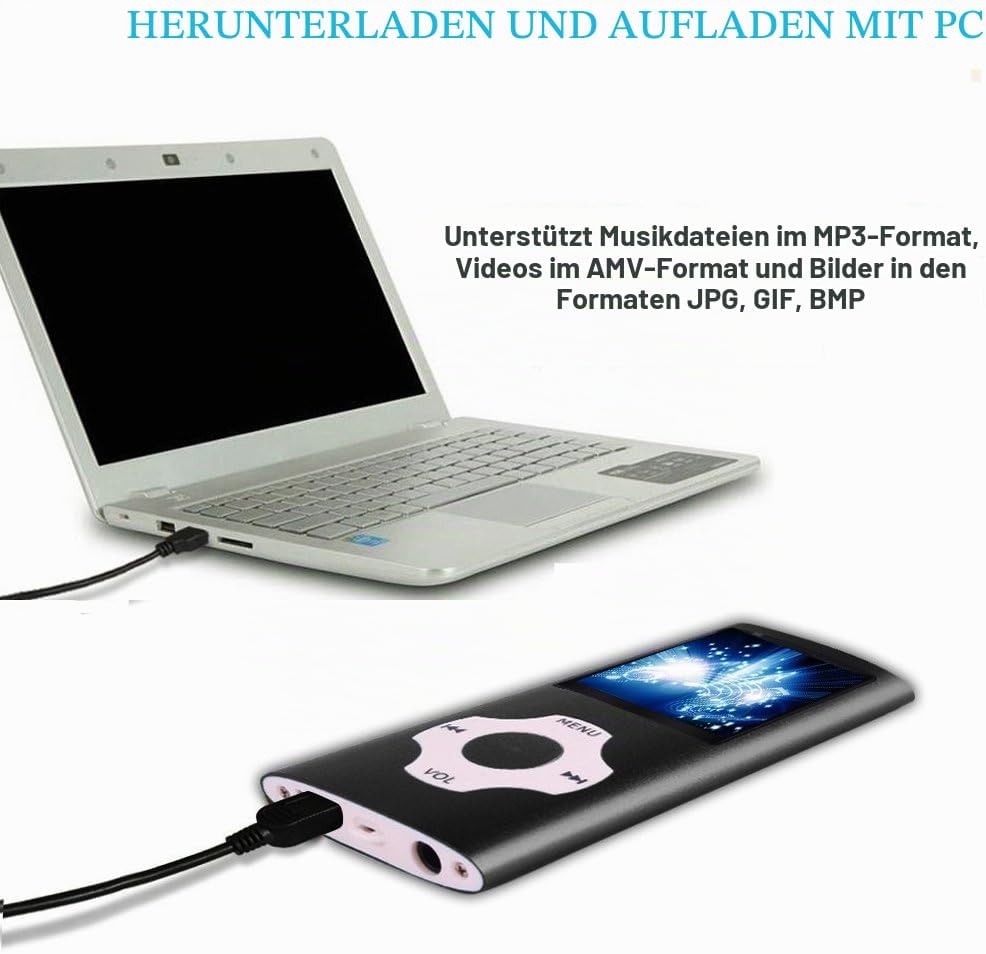 MP3-Player mit 32 GB Speicherkarte, Schwarz