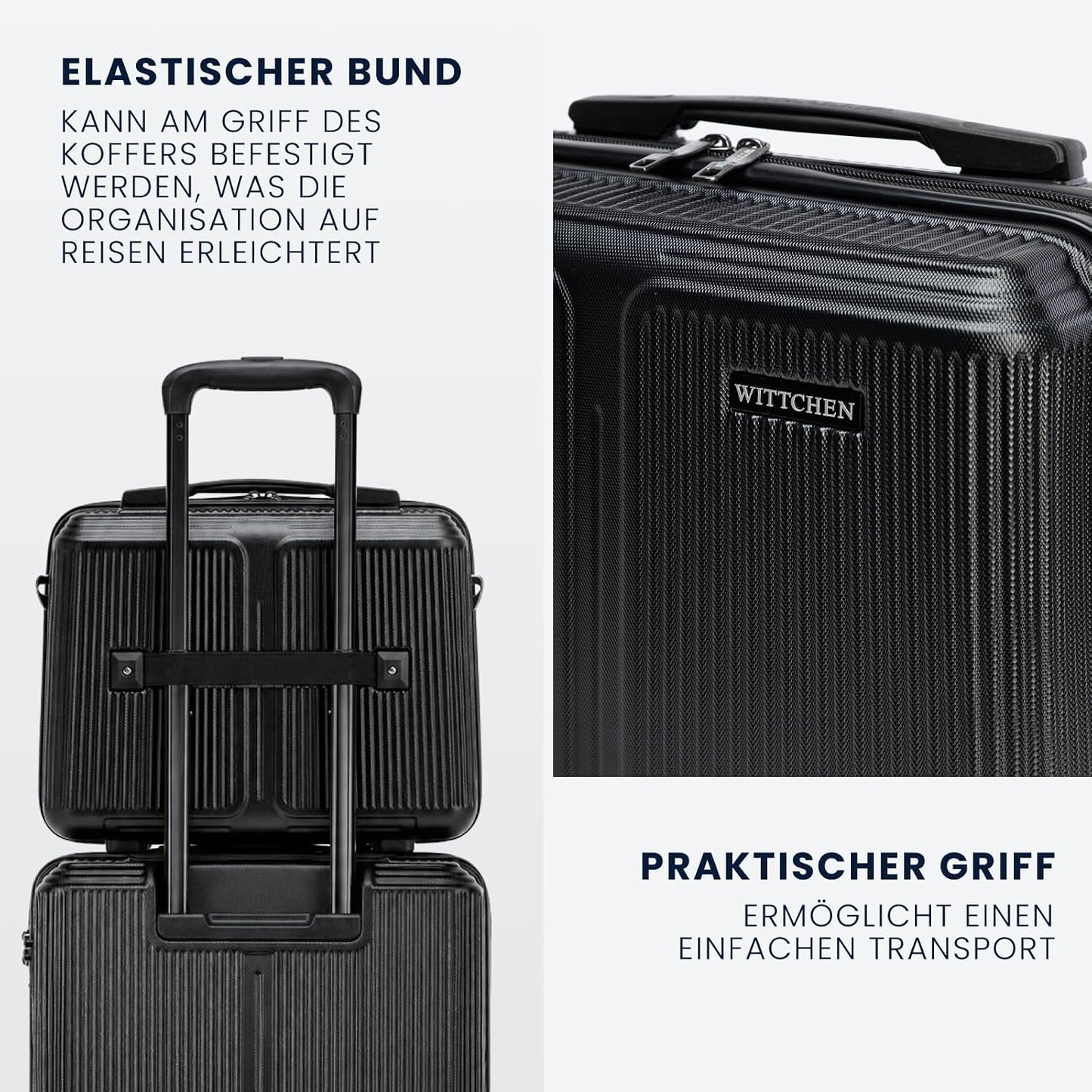 Hartschalen-Kofferset mit Kosmetiktasche (S-XL), Schwarz Kofferset (S, M, L, XL)
