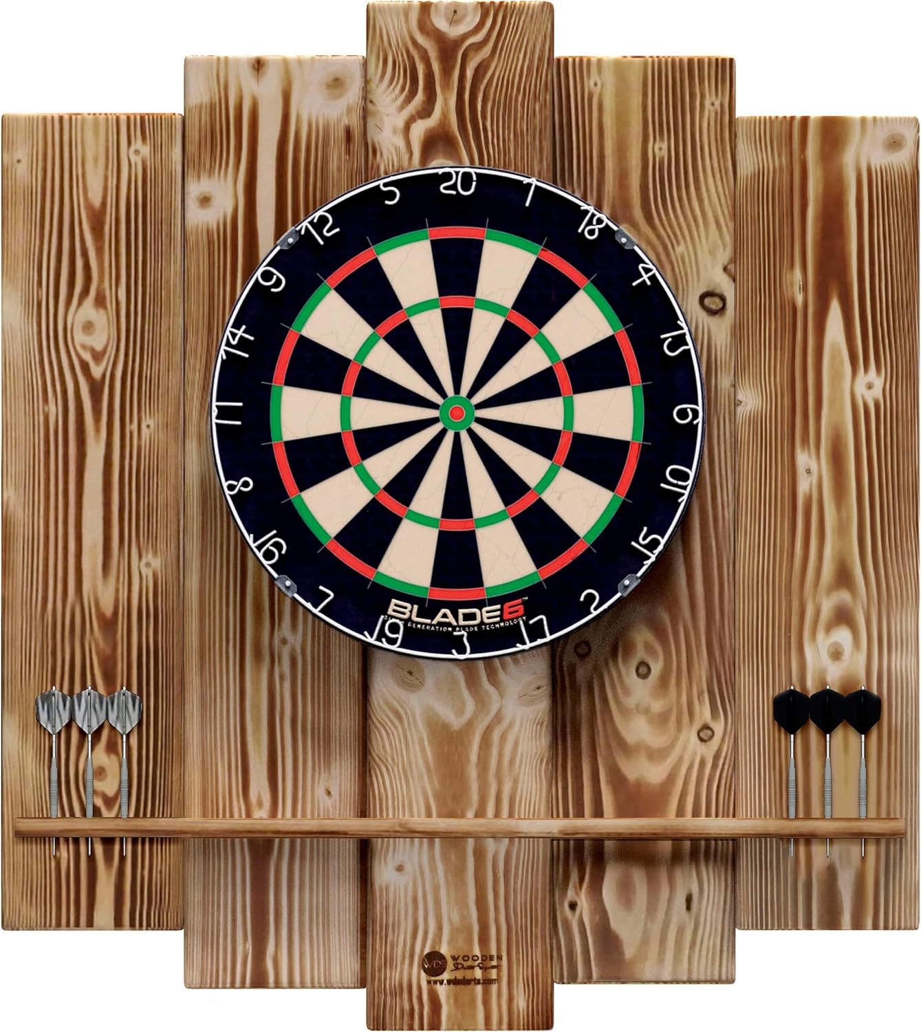 Dartboard Surround Wandschutz, OHNE Tablet-Halter Burned Look (Geflammt)