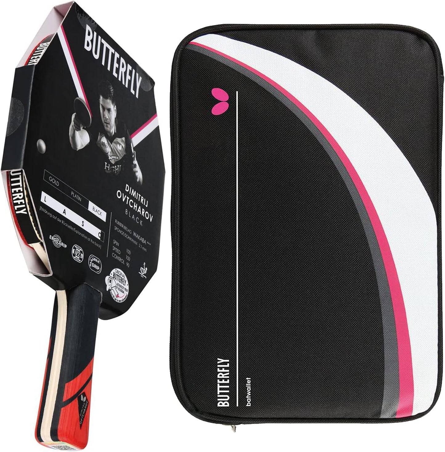 Tischtennisschläger - Dimitrij Ovtcharov Black, Bundle mit Case DC2