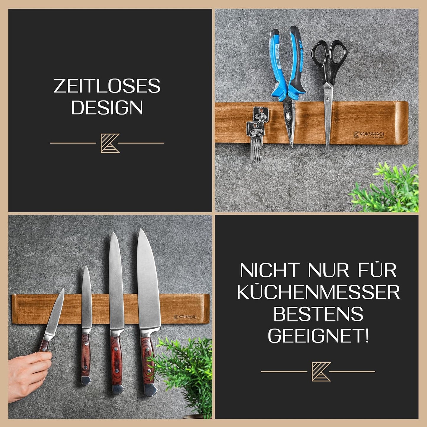 Magnetische Messerleiste Oskar, 50 cm / Akazienholz