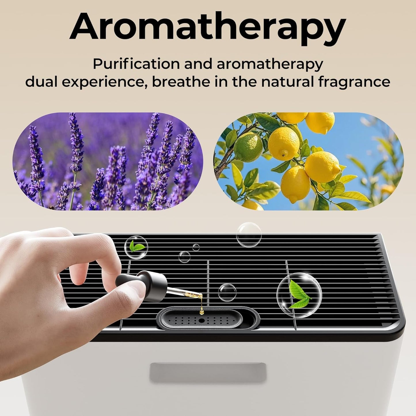 Luftreiniger ET066 für Allergiker mit Aromatherapie, Weiss