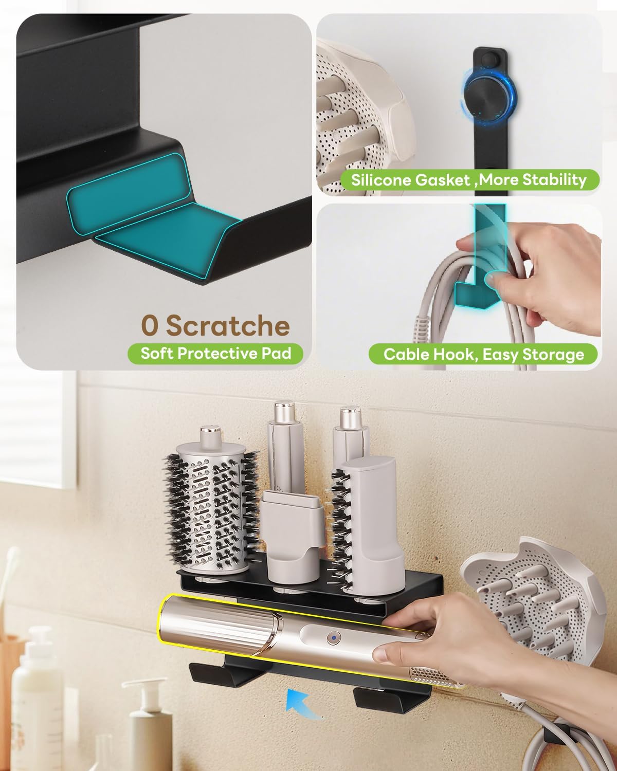 Fönhalterung für Shark Hairstyler mit Kabel- und Diffusorhalter, Td79