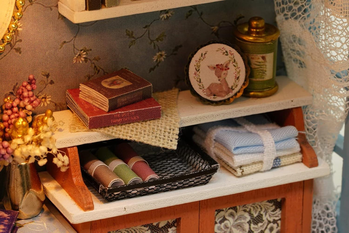 DIY Puppenhaus Miniatur Kit-Salon, Kaffeebraun