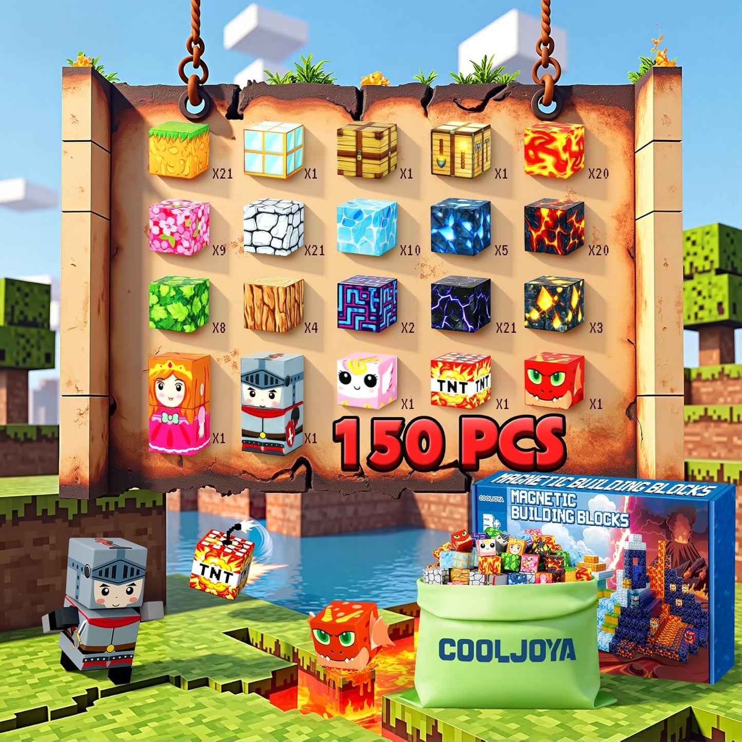 Magnetische Bausteine Magma, 150 Teile, 150 Teile-A-Magma