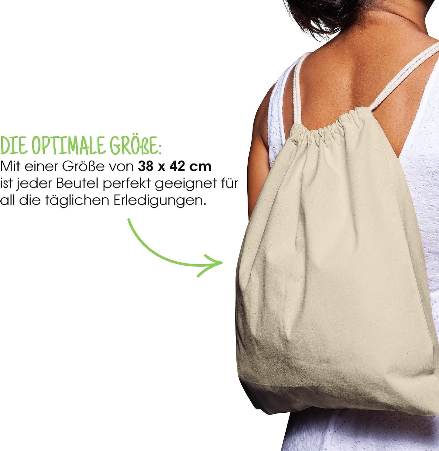 10er-Set Turnbeutel, Natur 38 x 42 cm