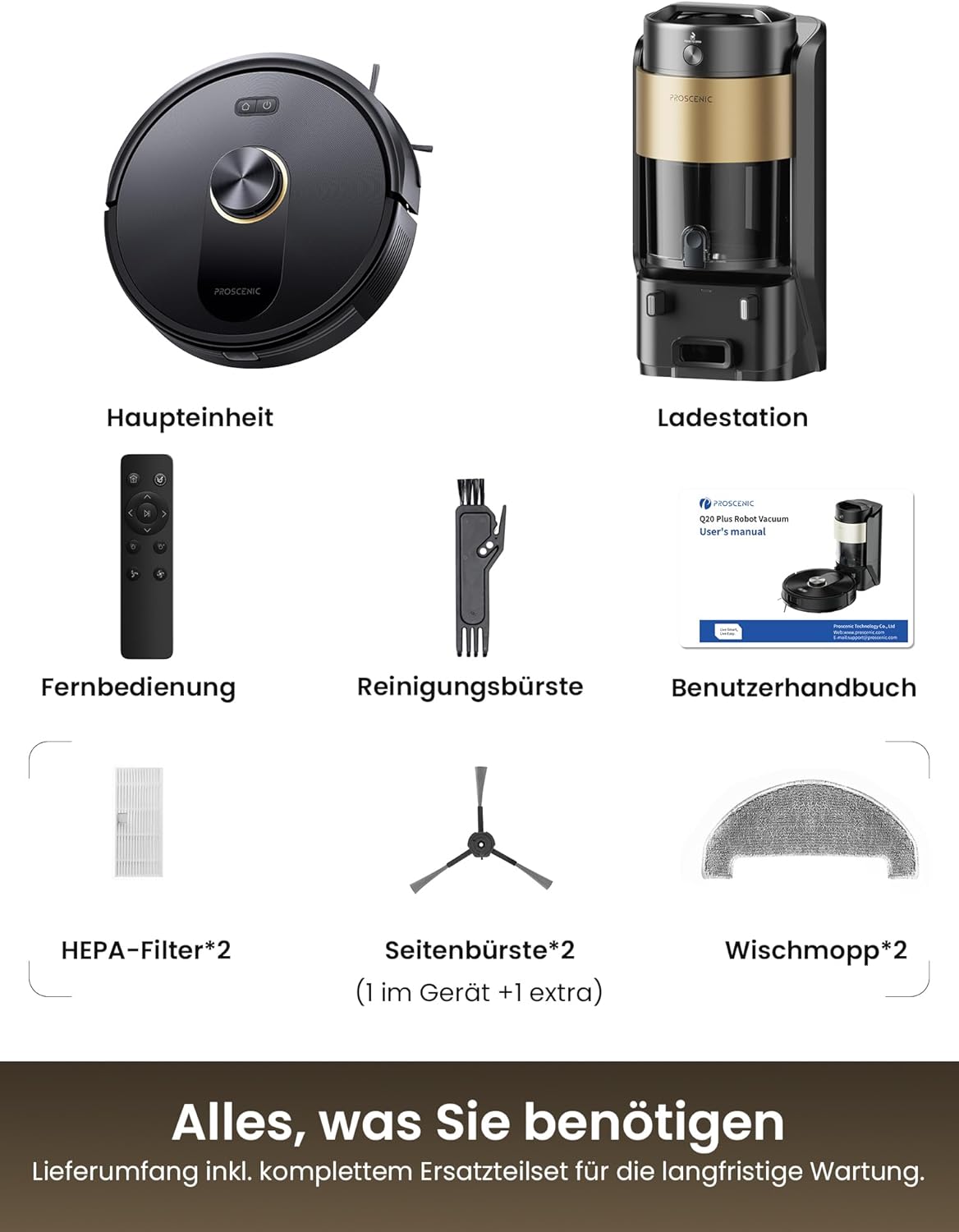 Q20 Plus Saugroboter mit Wischfunktion, L Schwarz