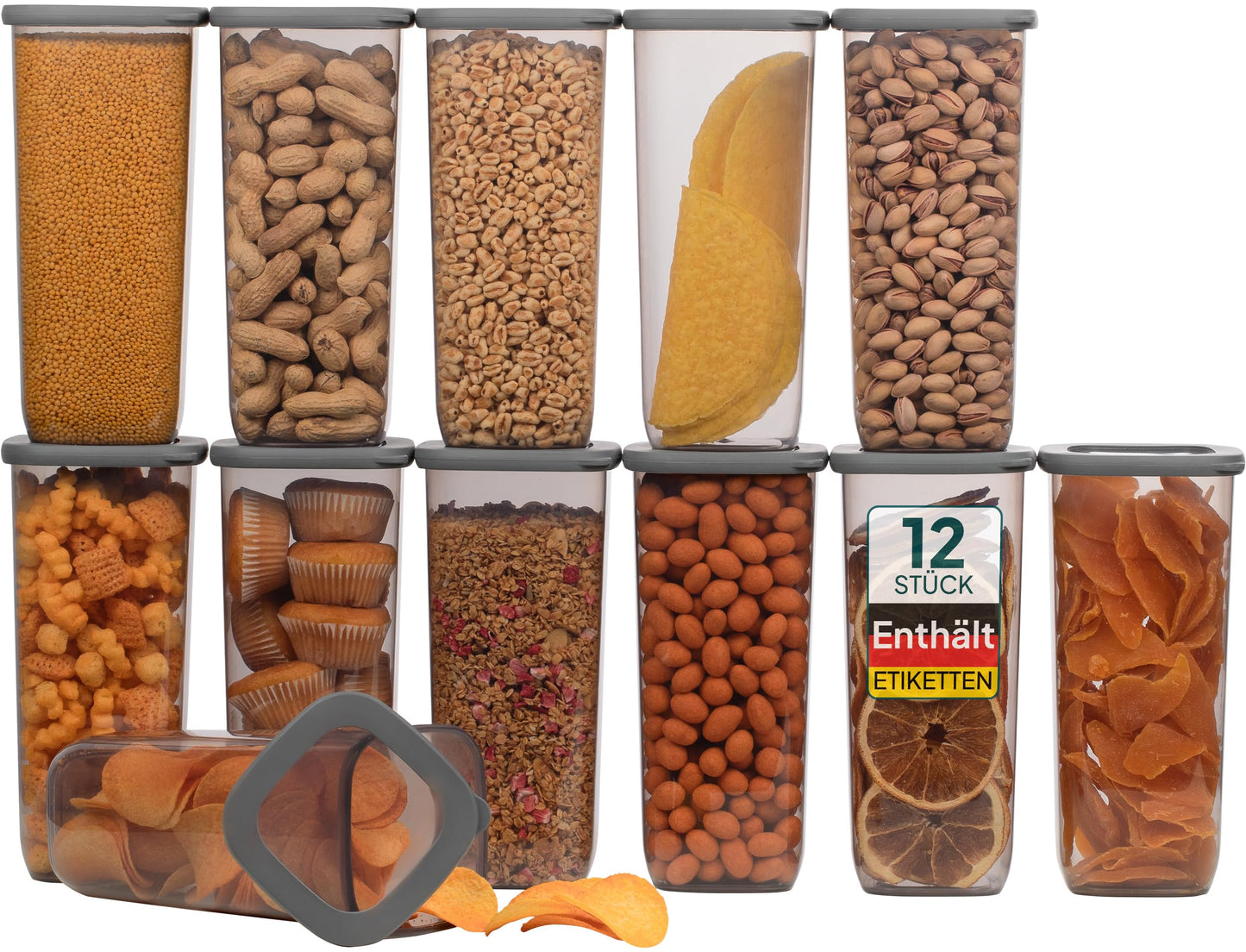 Vorratsbehälter-Set, 12x1750ml-grau