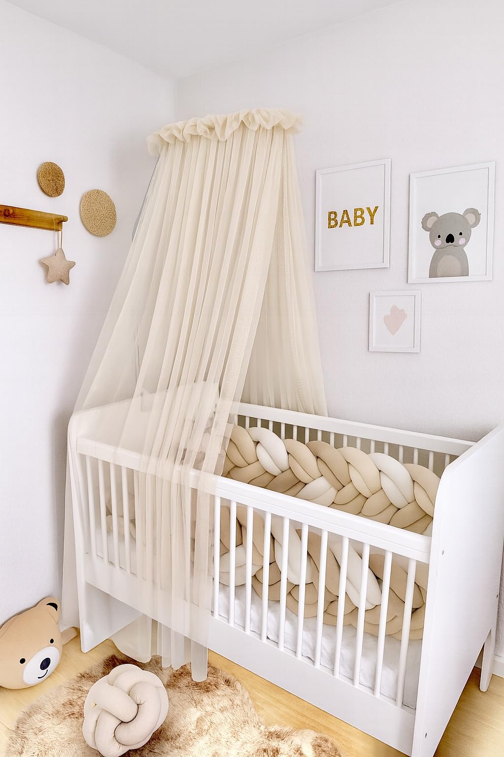 Betthimmel für Babybett, Beige