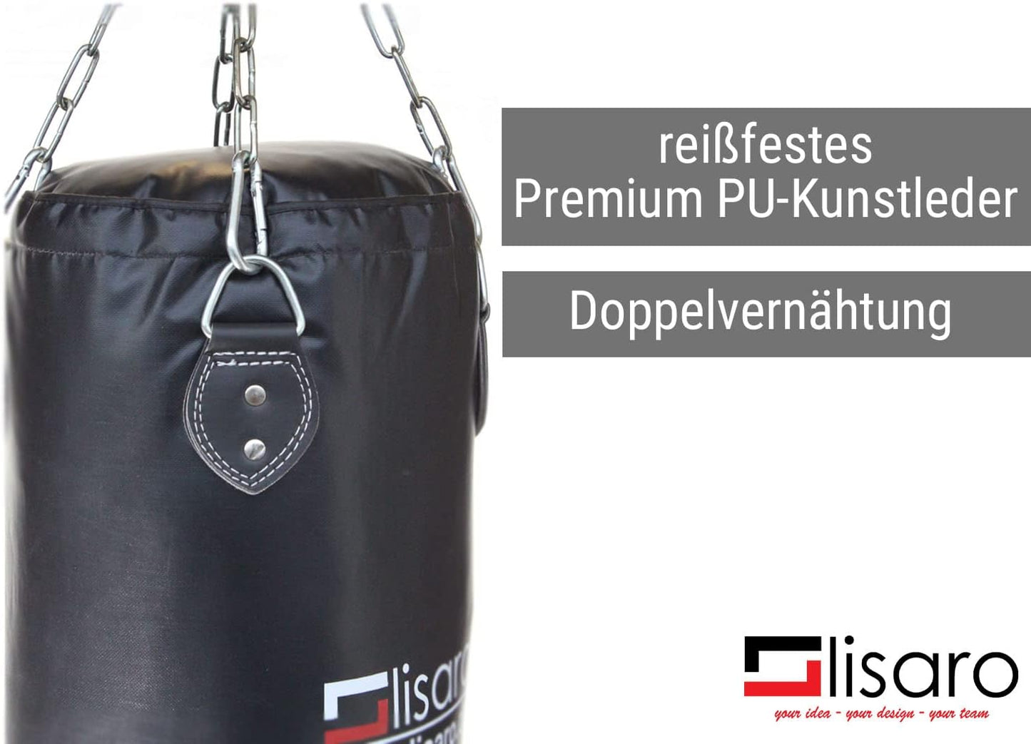 Ungefüllter Boxsack mit Vierpunkt-Kette, 120 x 35 cm