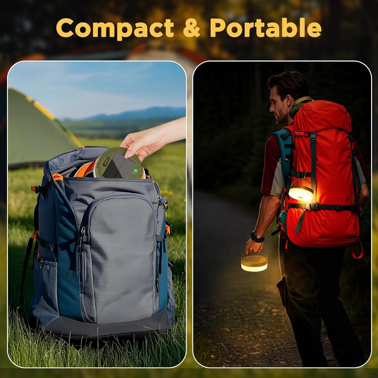 3-in-1 Camping Lichterkette mit Solar & USB Ladeoption, Solar & Usb Laden Grün