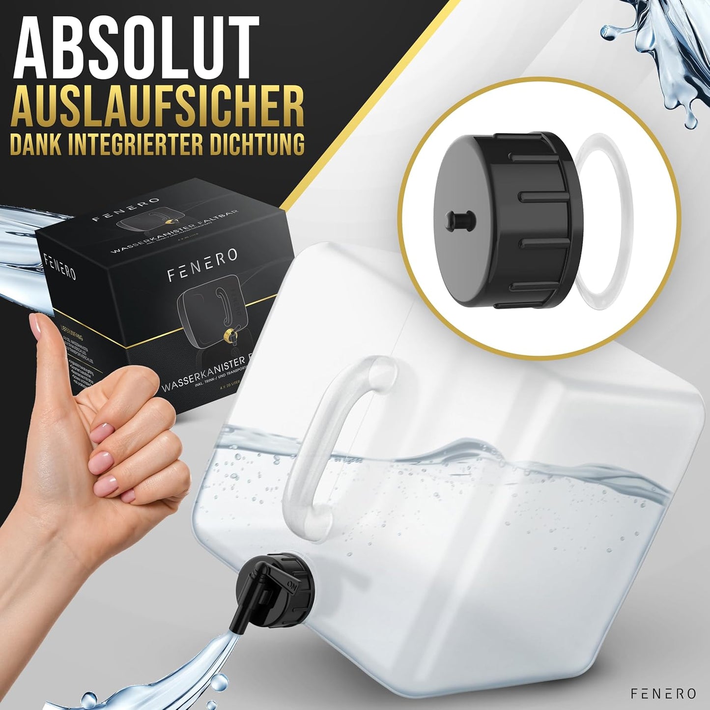 Faltbarer Wasserkanister mit Hahn, 4 x 10L