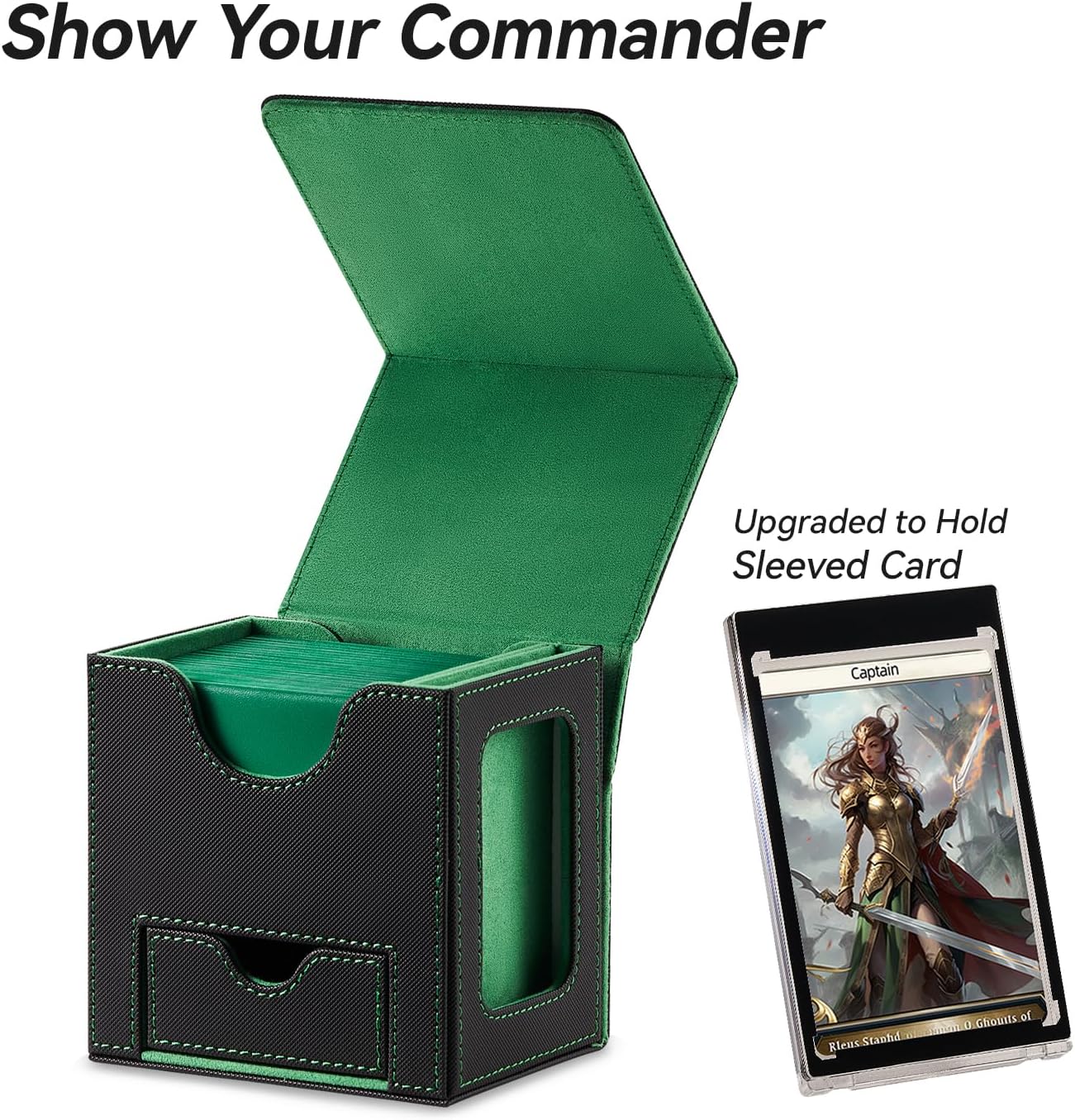 Commander Deck Box mit Würfelablage, 2. Schleier (Schwarz/Grün)