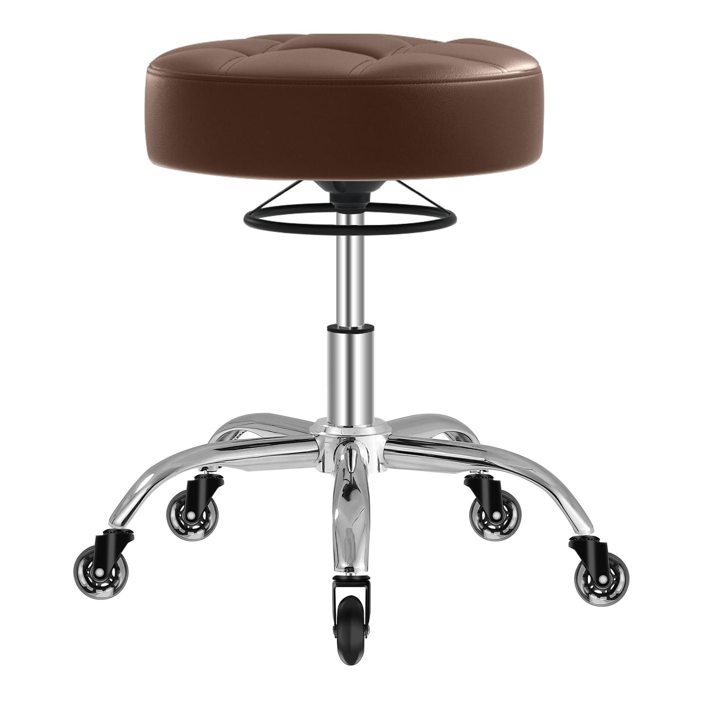 Höhenverstellbarer Rollhocker mit 360° Rollen, Braun