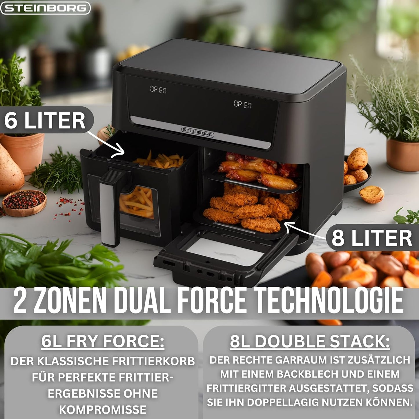 XXL Heissluftfritteuse Dual Zone SB-3170