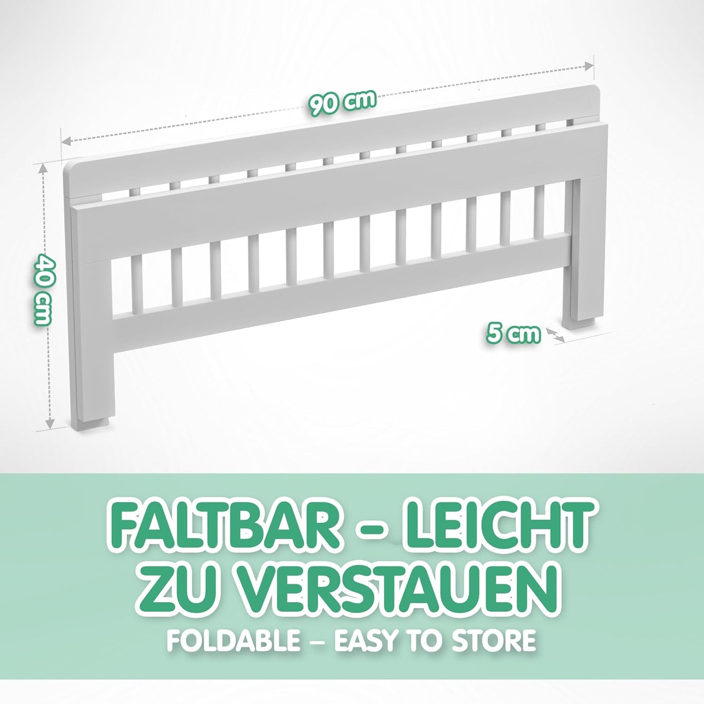 Klappbares Bettgitter, 90 x 40 x 5 cm Weiß