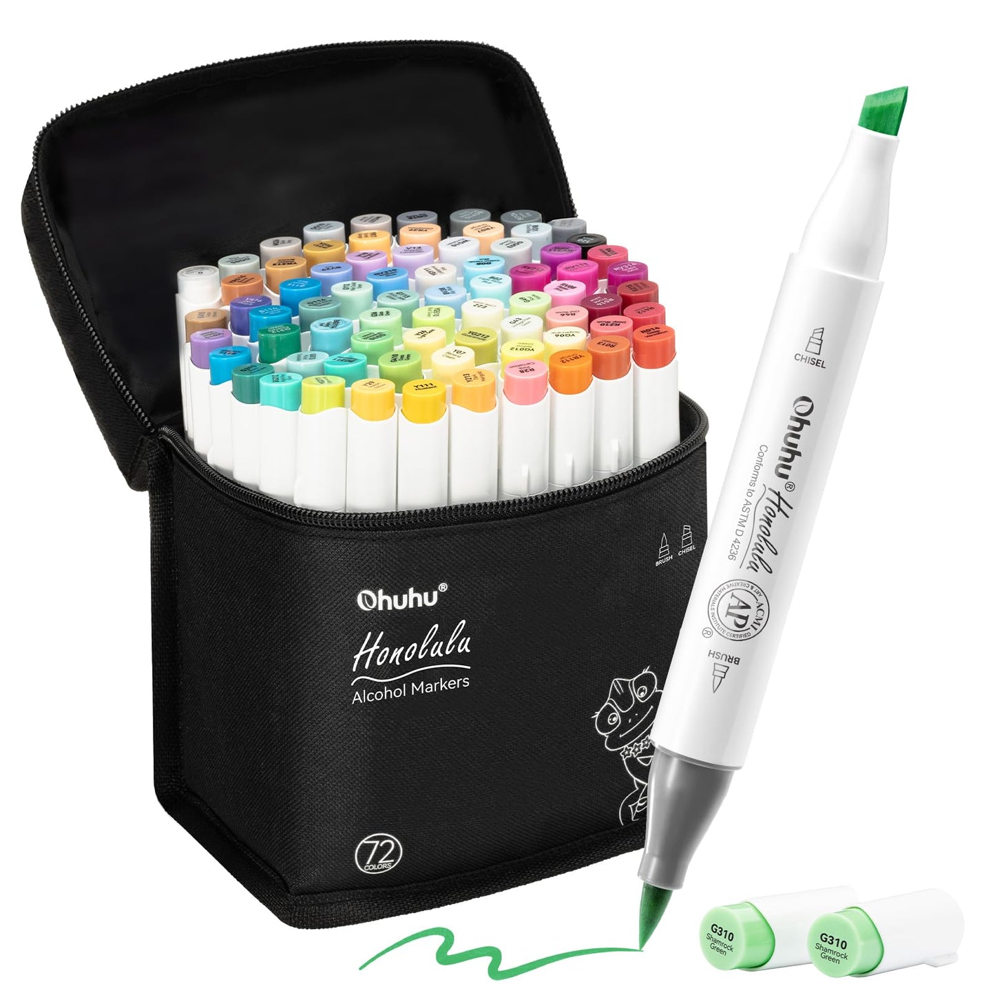 Alkoholmarker-Set Honolulu mit Pinsel- und Breitspitze, 72 Farben