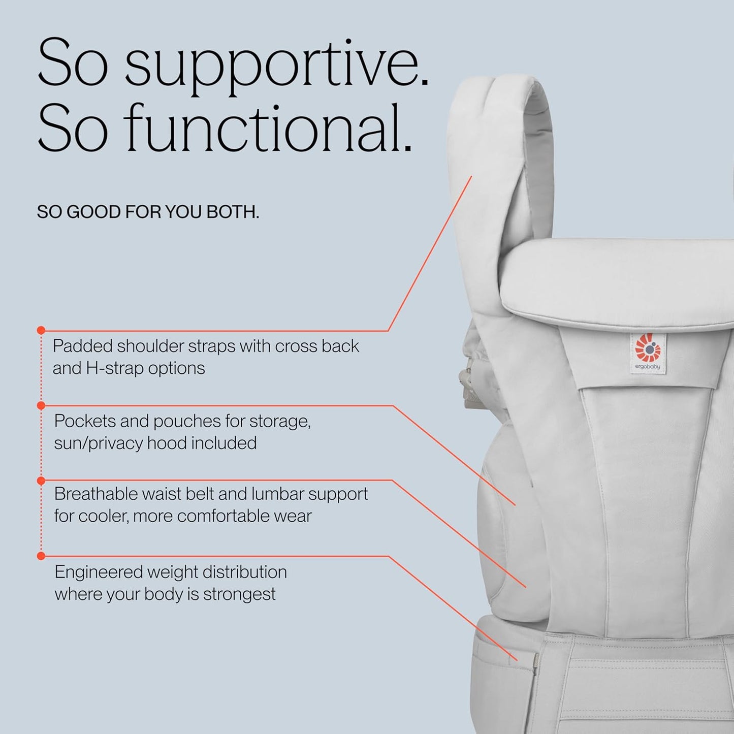Ergonomische Babytrage, Pearl Grey Baumwolle