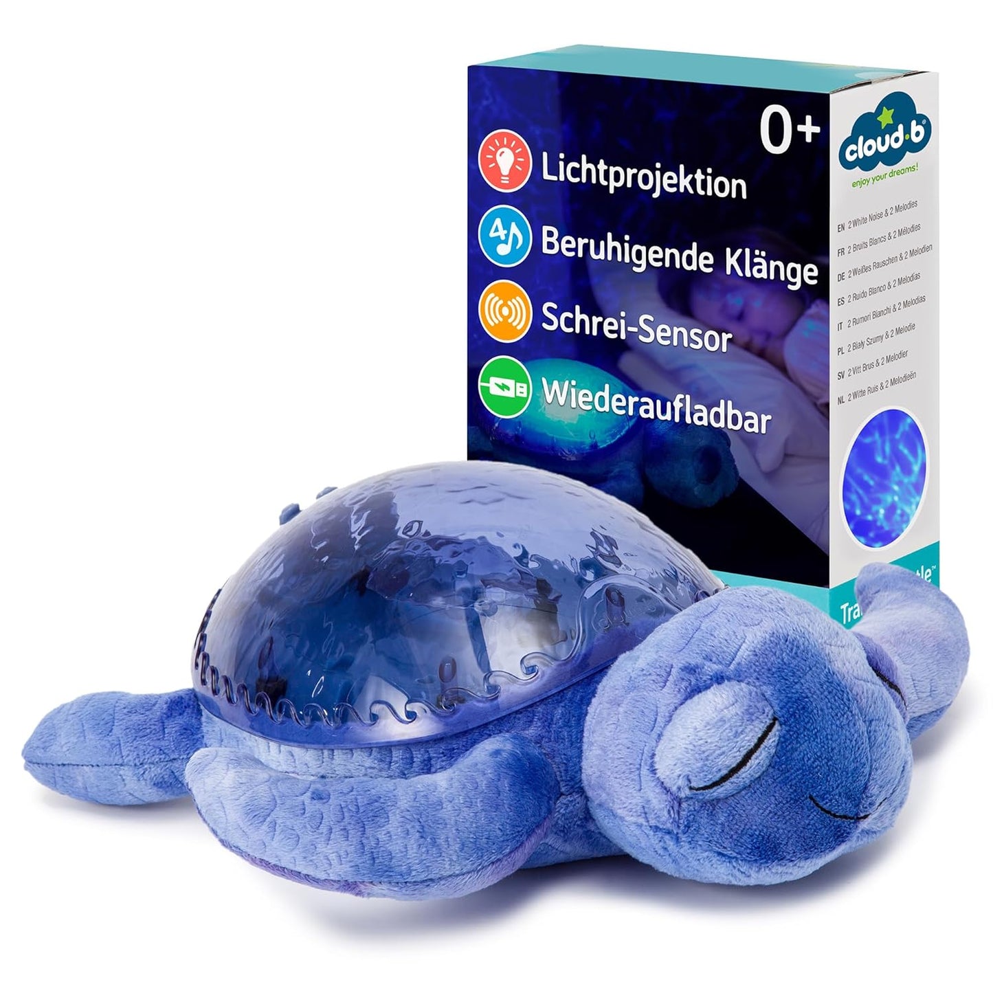 Nachtlicht mit Musik & Unterwasserprojektion, Tranquil Turtle – Ocean (wiederaufladbar)