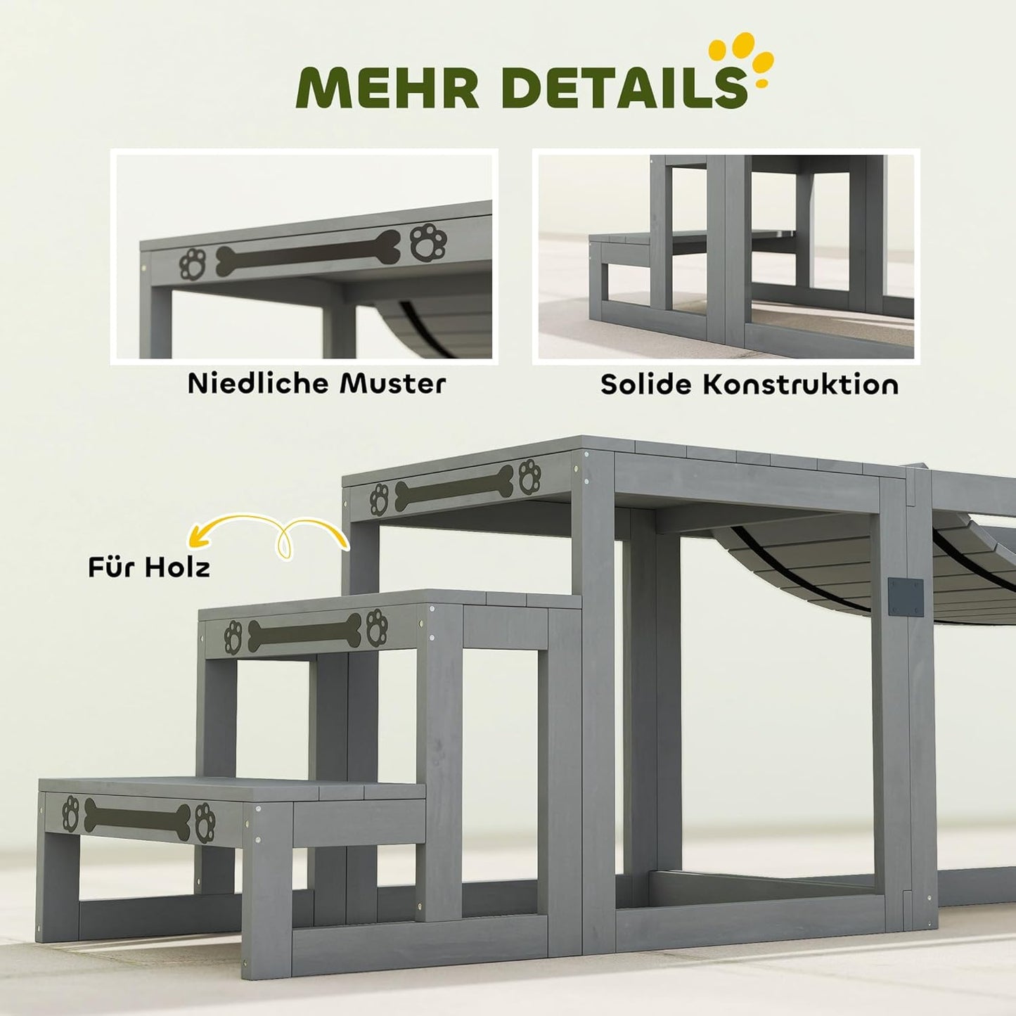 Hunde Agility-Set mit Brücke und Treppe, 3-teilig, bis 40 kg, Grau