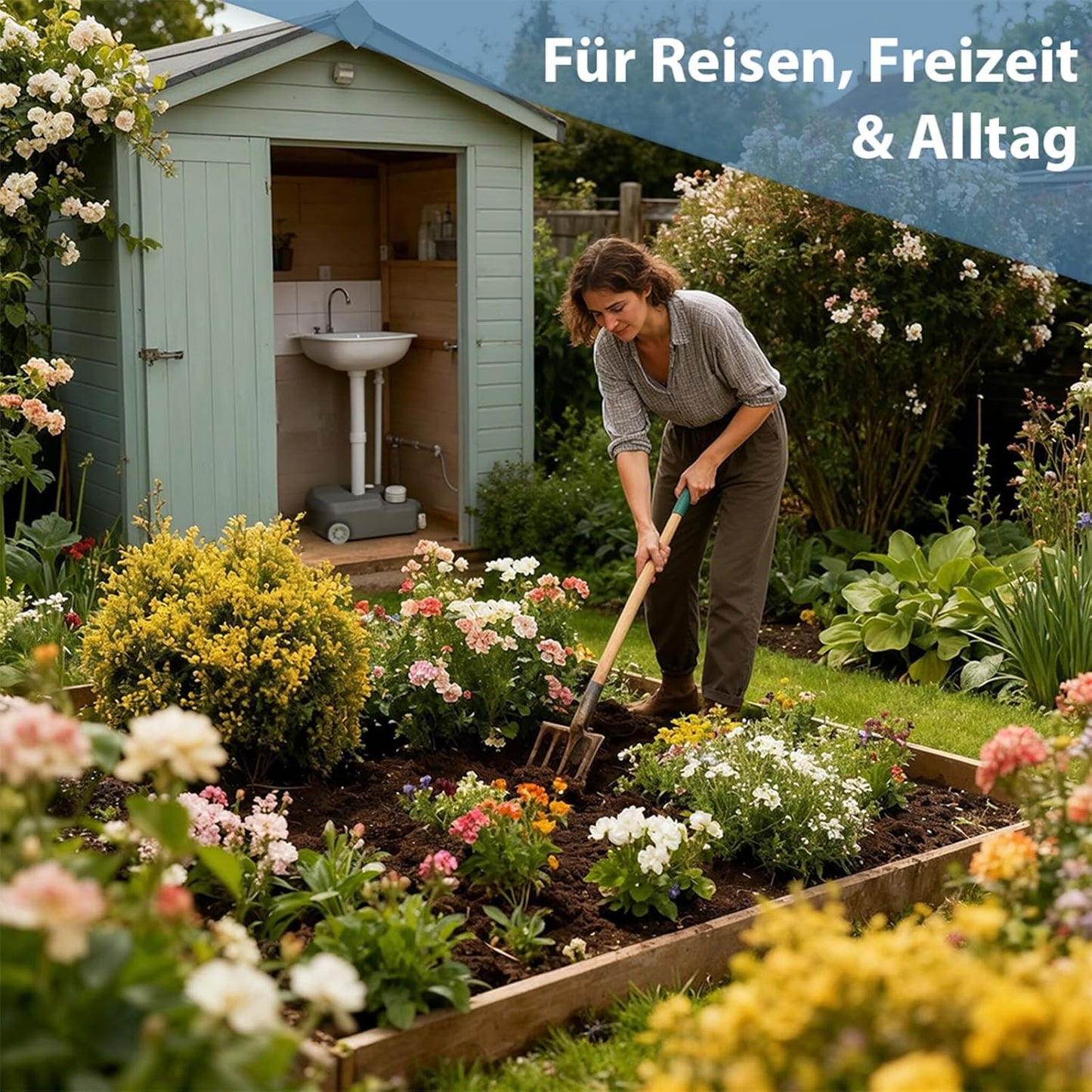 Mobiles Campingwaschbecken mit Fusspumpe