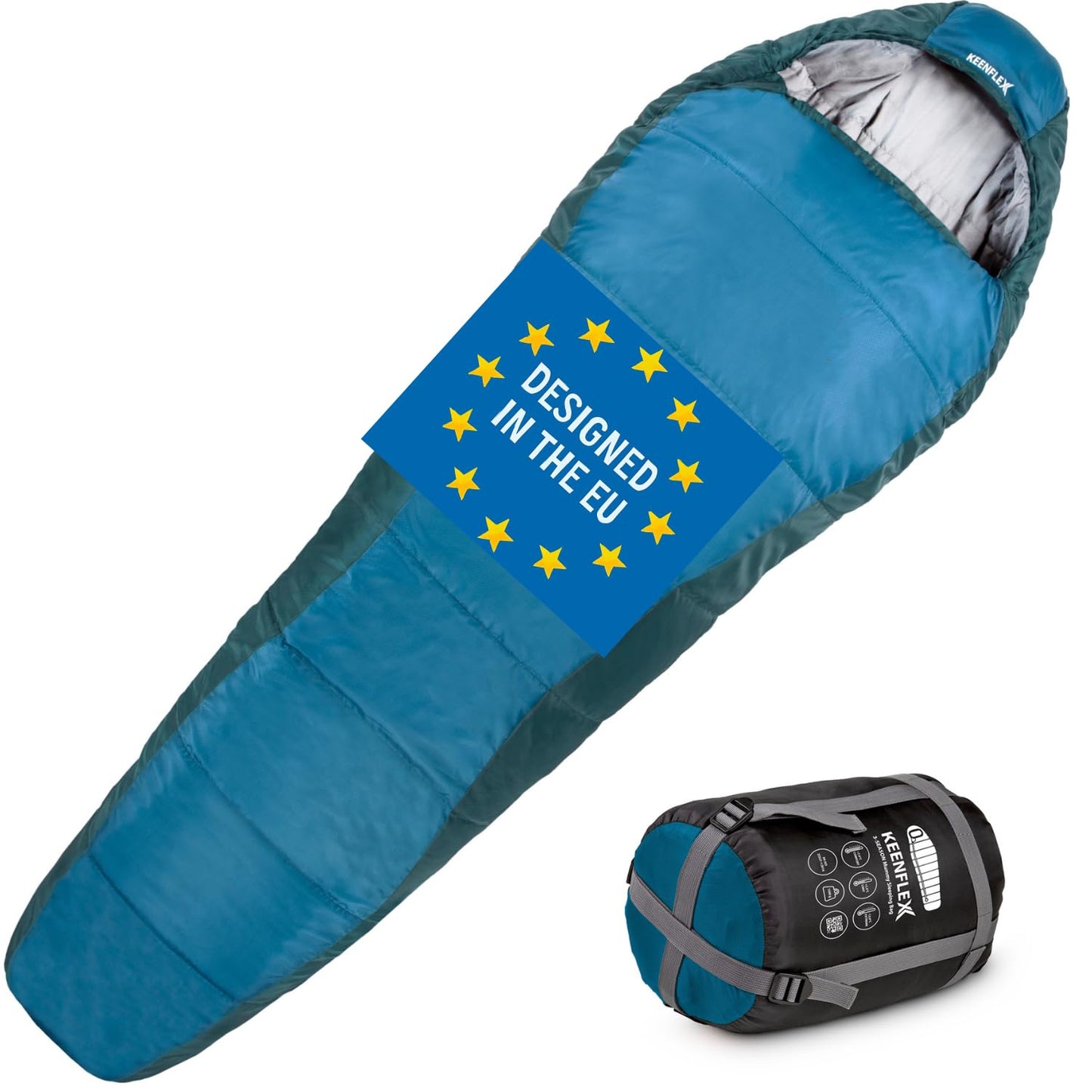 Ultraleichter Mumienschlafsack, 3 Jahreszeiten 1500g