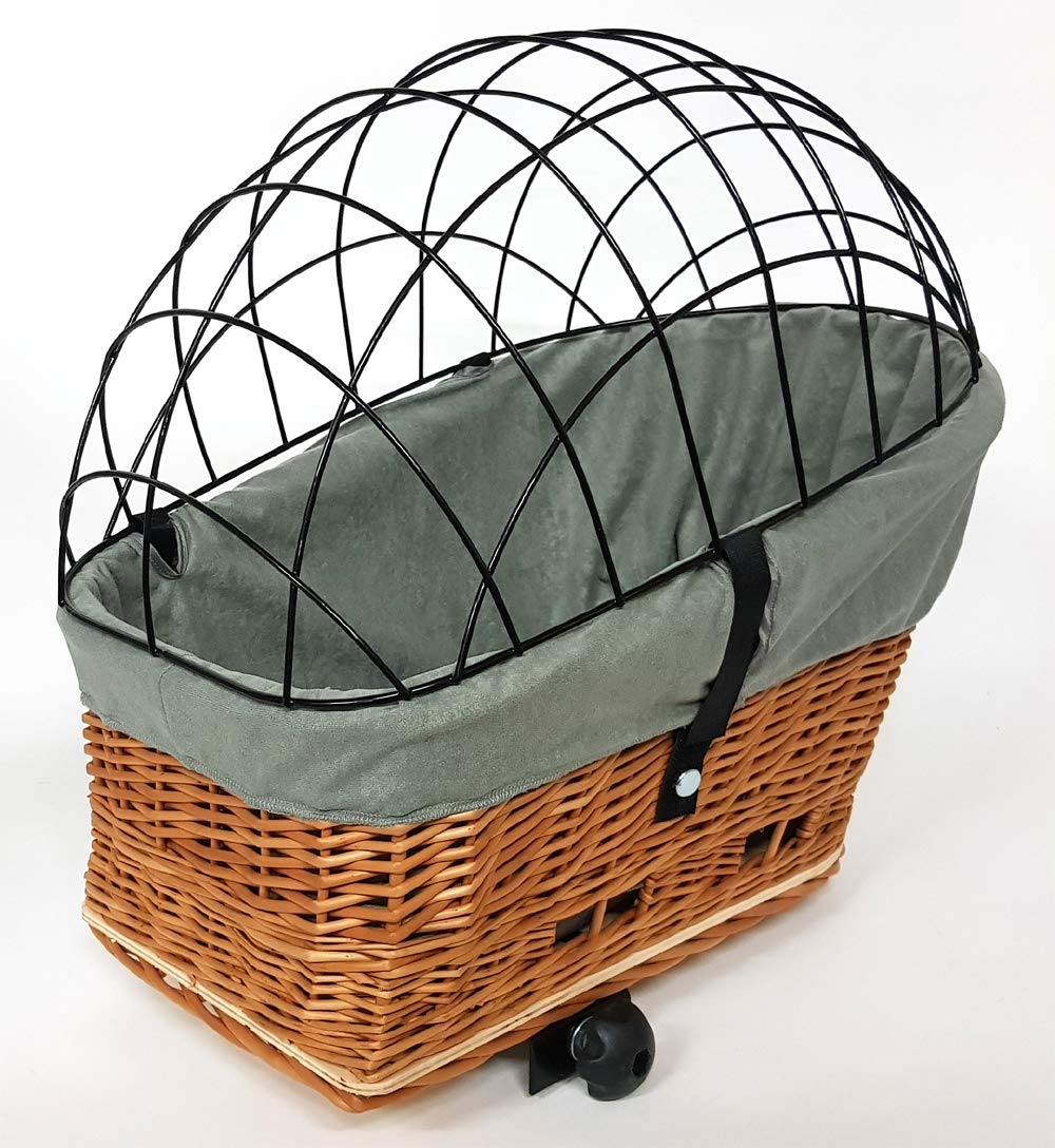 Hundevelokorb für Gepäckträger, XXL + Kissen/Holz/Einlage G1