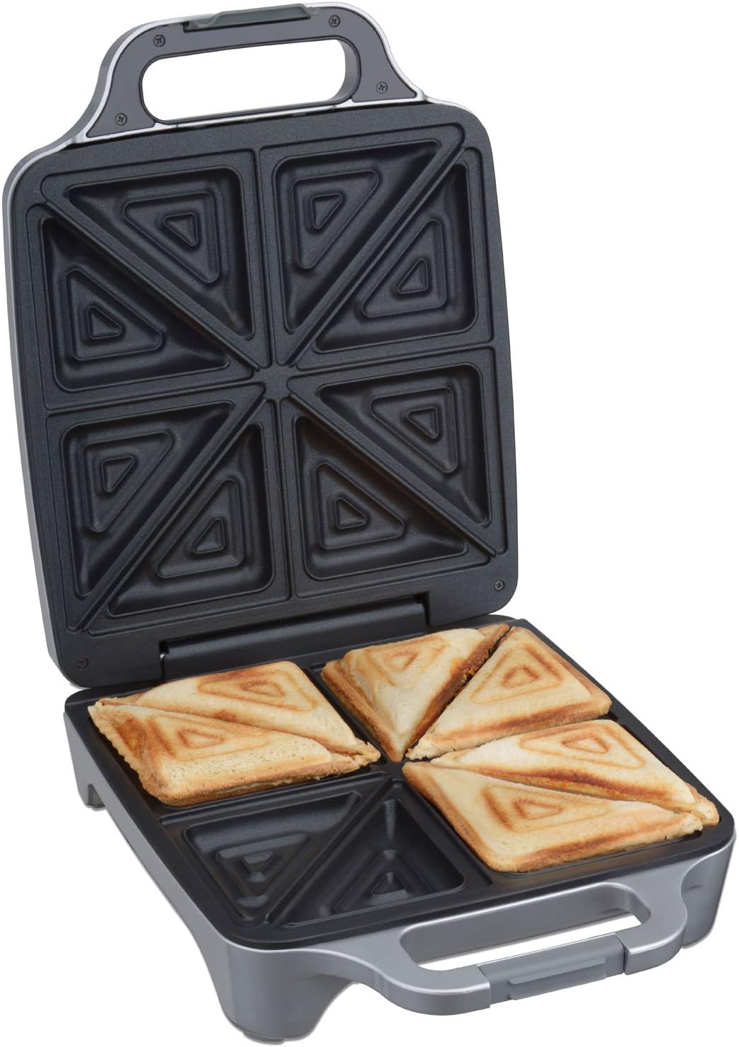 XXL Sandwichmaker 6269, Silber, 4 XXL Sandwiches, Diagonal geteilt