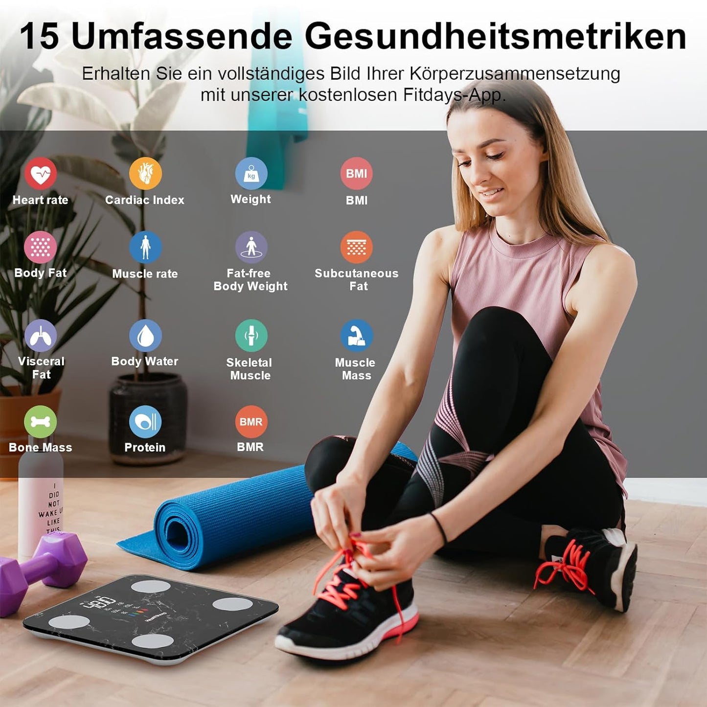 Körperfettwaage, 280 Marmor schwarz