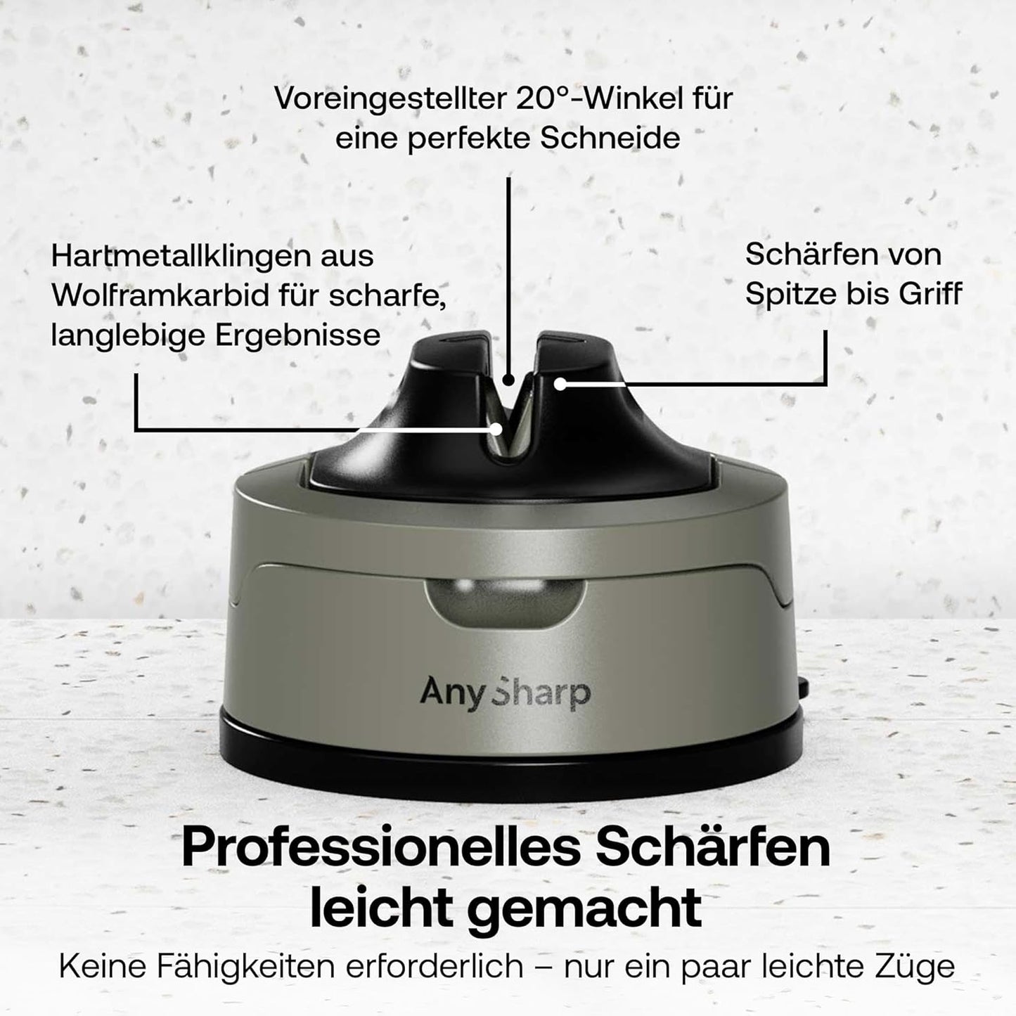 Evo Messerschärfer mit PowerGrip Saugnapf, Evo Grau