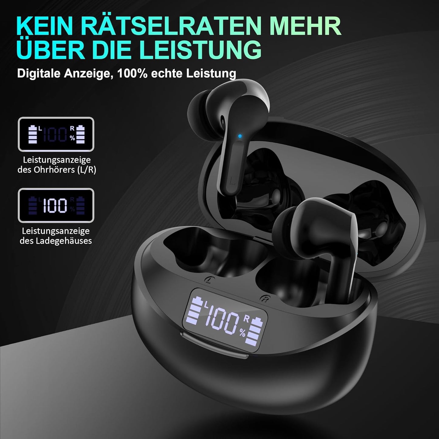 i17 In-Ear Kopfhörer mit Noise Cancelling, Schwarz