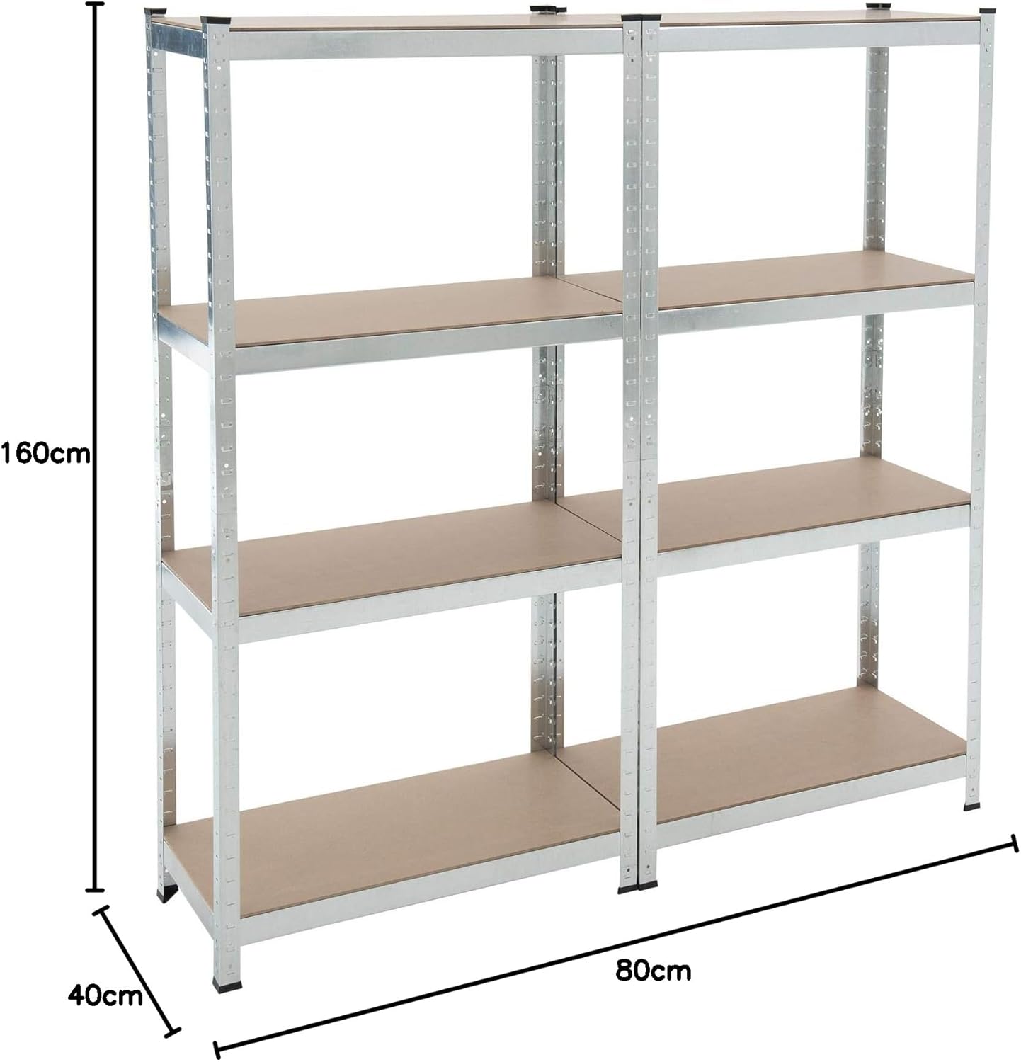 2 Stück Schwerlastregale, 2x 160x80x40cm / 640kg Verzinkt
