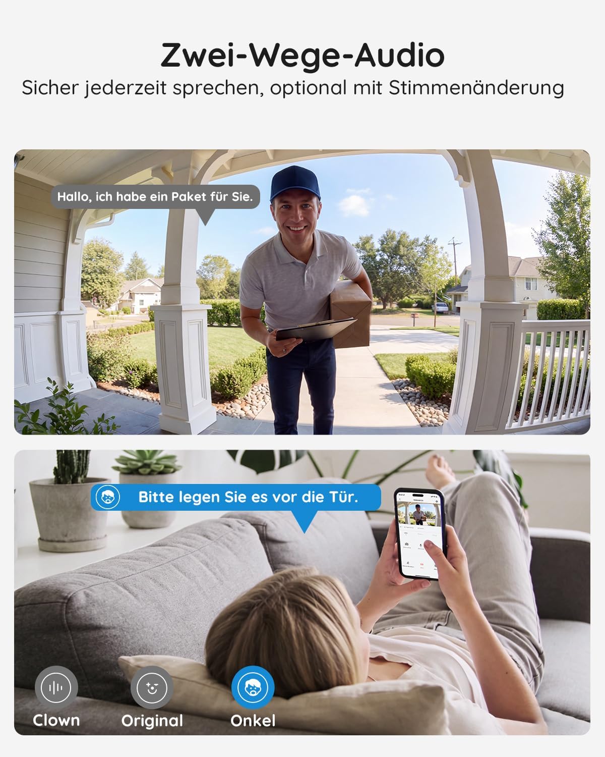 J1X Video Türklingel mit Kamera & Alexa, 2.5k 5mp Video Türklingel Graue