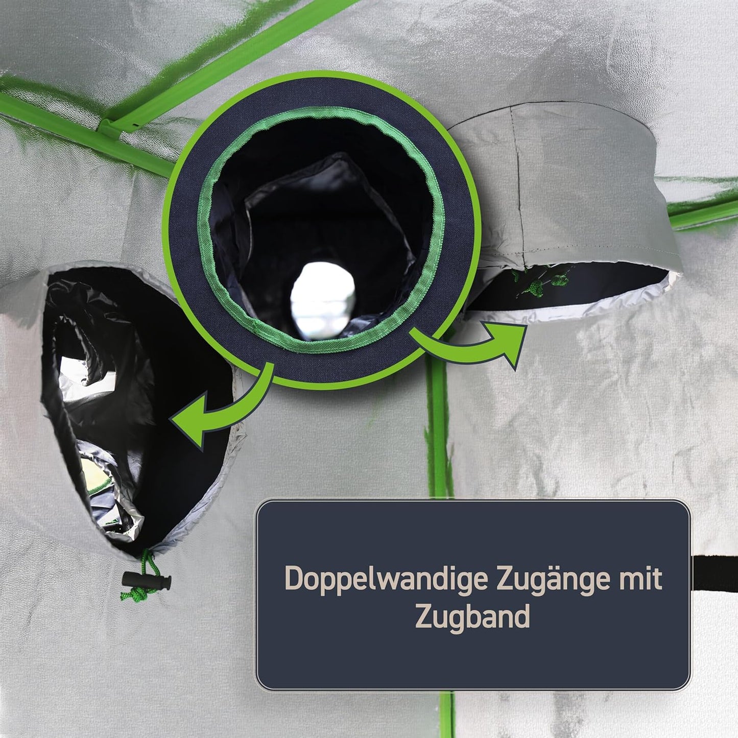 Indoor Grow Zelt für Pflanzen, 60 cm x 60 cm x 120 cm Schwarz / Grün