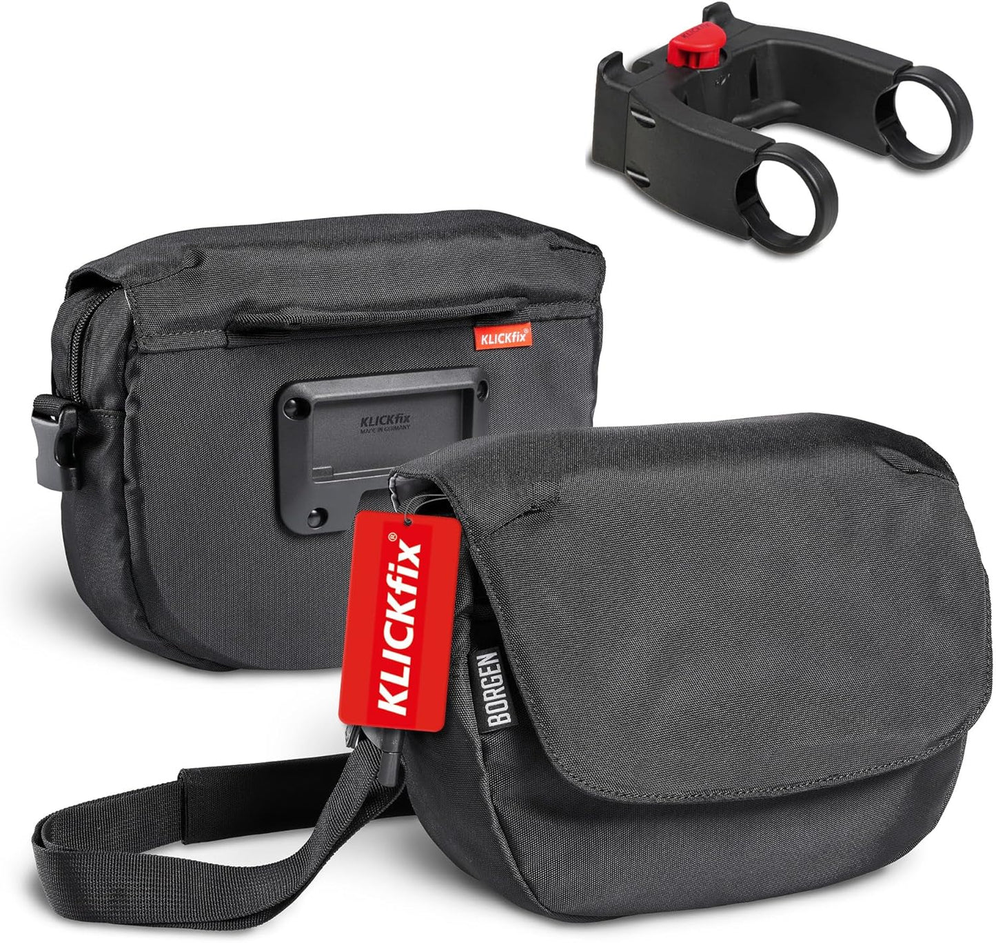 Lenkertasche KLICKfix, Mit Adapter, Schwarz