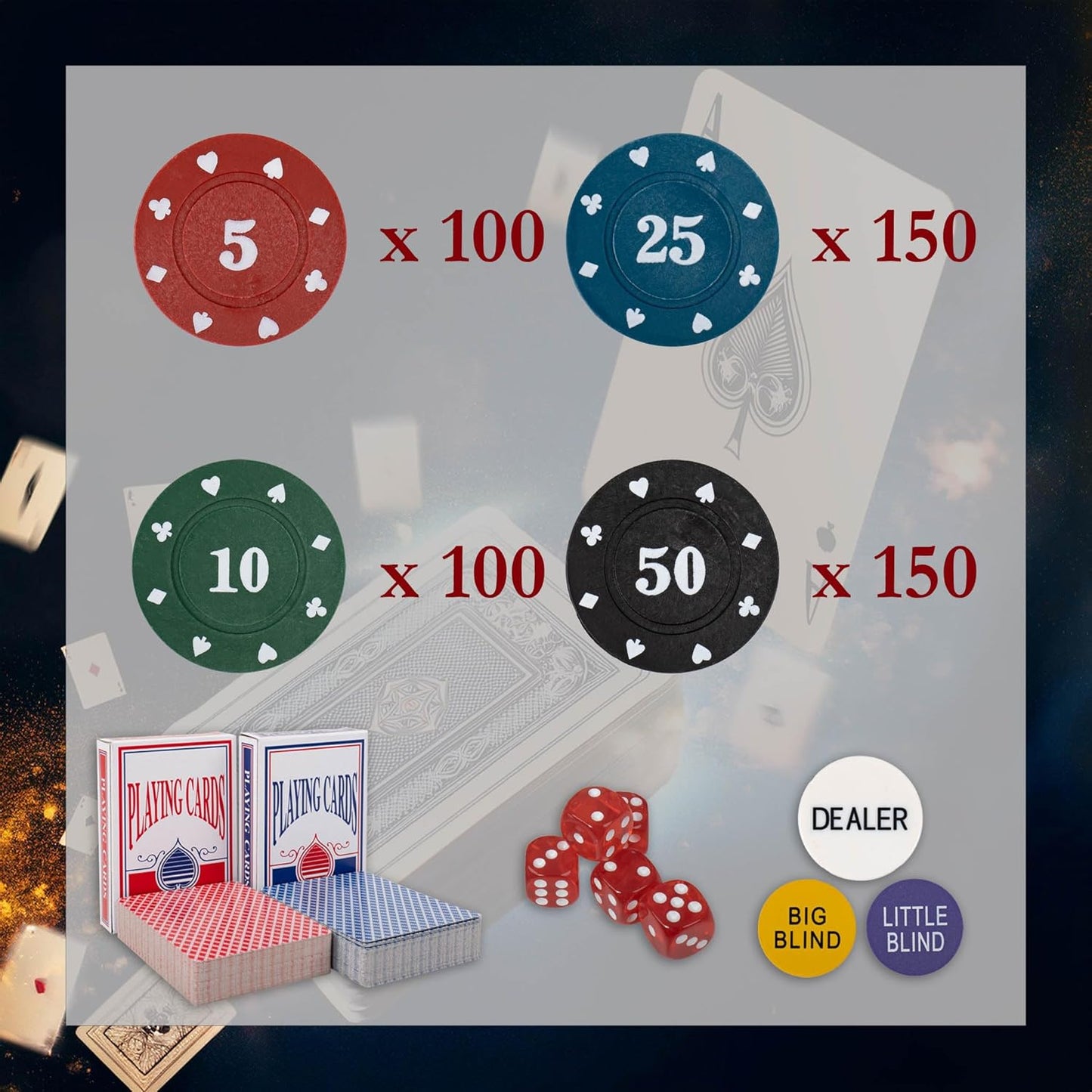Pokerkoffer, 500 Chips