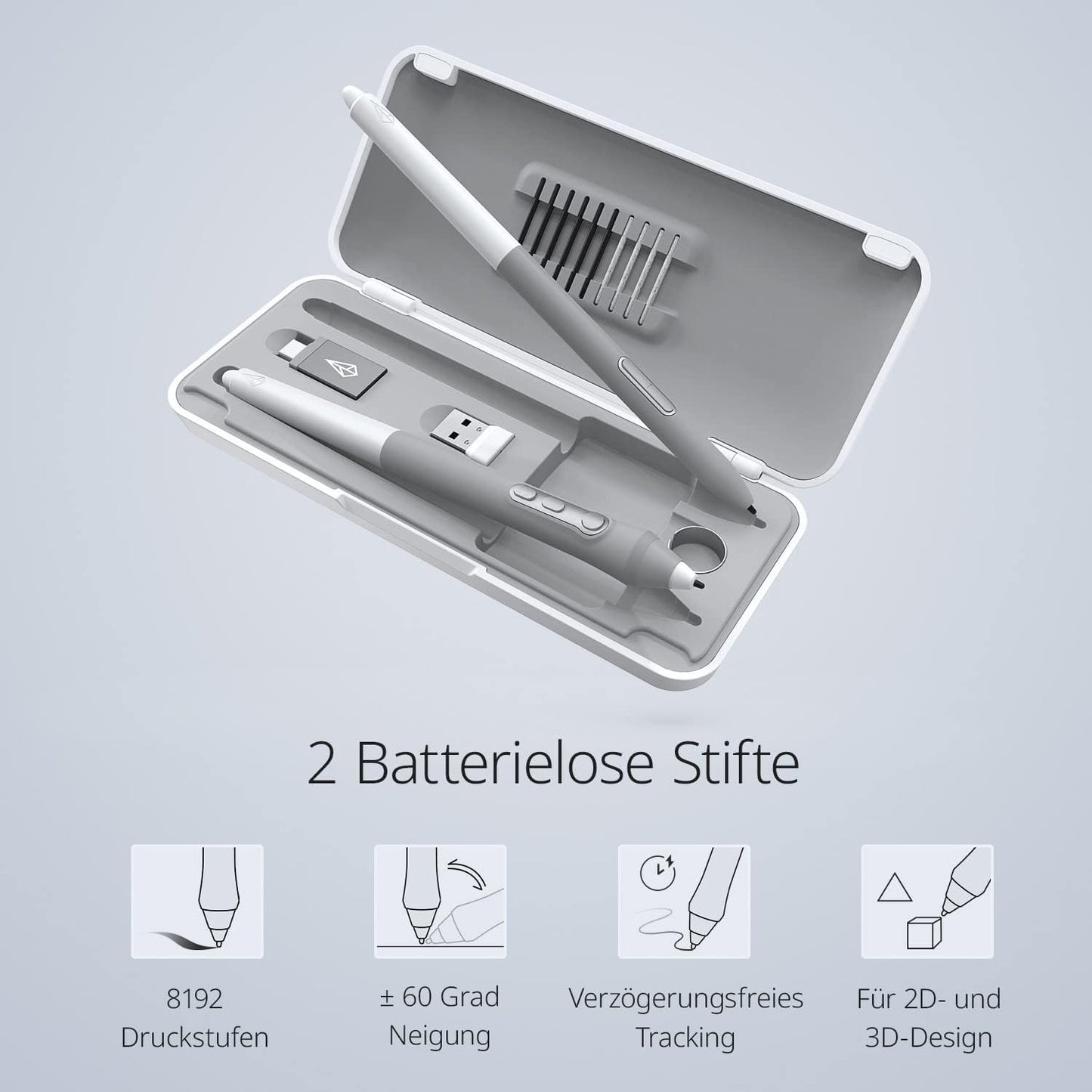 Zeichentablett mit Quick Key 2, Nebelweiss