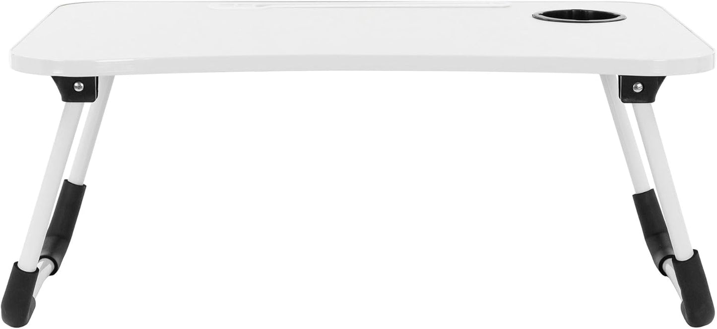 Klappbarer Laptoptisch mit USB-Ladeanschlüssen, Weiss