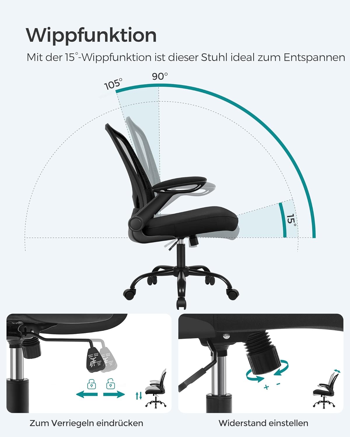 Schreibtischstuhl OBN37BK, Schwarz
