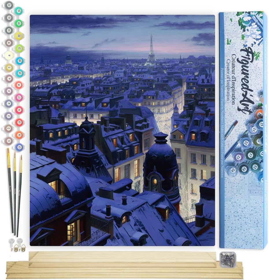 Malen nach Zahlen Set "Dächer in Paris" 40x50cm, Dächer in Paris 40x50cm Mit Keilrahmen (nicht gespannt)