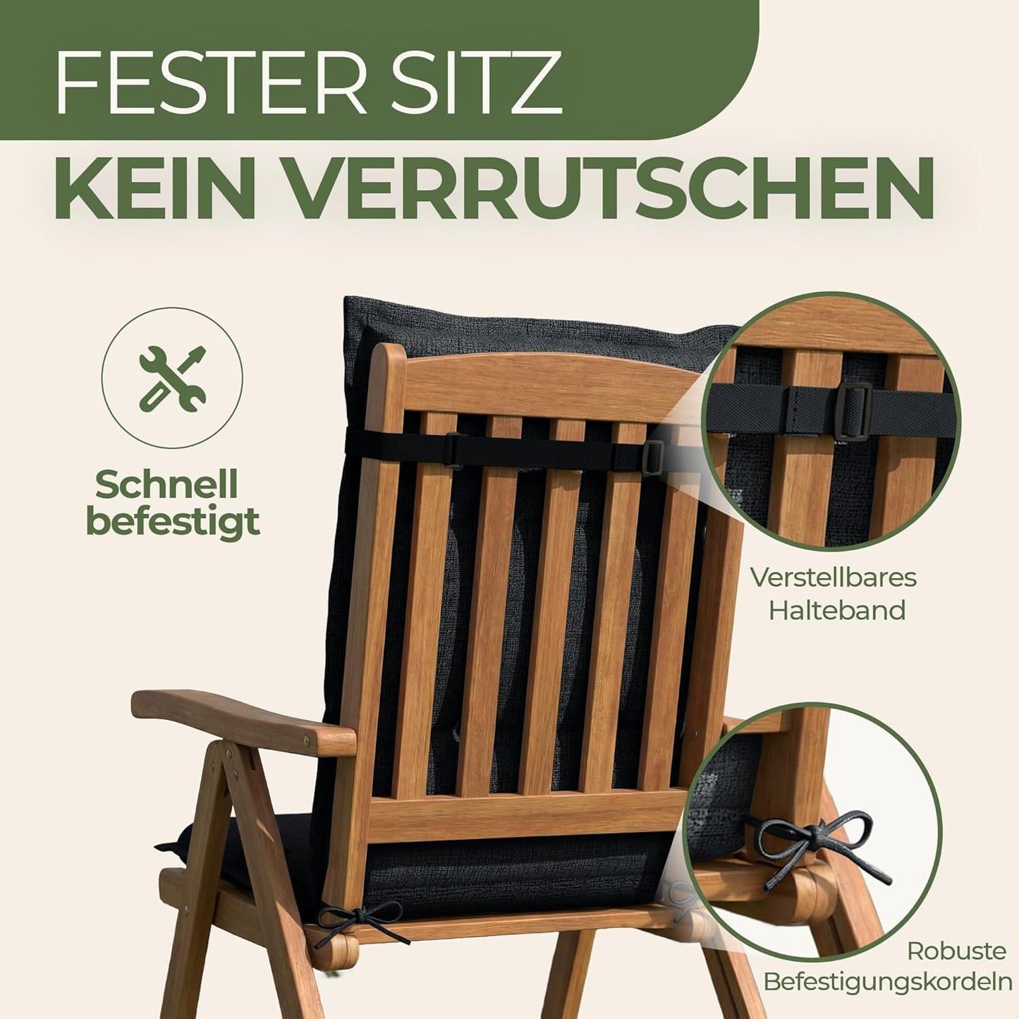 Hochlehner Gartenstuhlauflagen-Set (6 Stück), Anthrazit 6