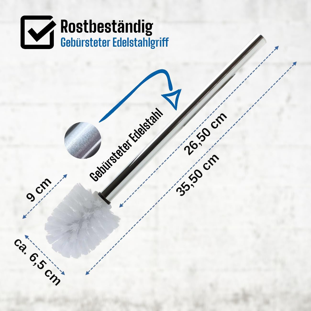 Ersatz WC-Bürstenkopf-Set, 3 Bürsten, 1 Griff, 3 Bürsten/1 Griff Weiß