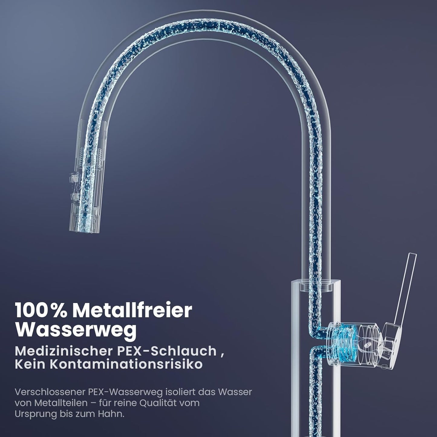 Ausziehbare Küchenarmatur mit Brause, U-Form, Ausziehbar Schwarz