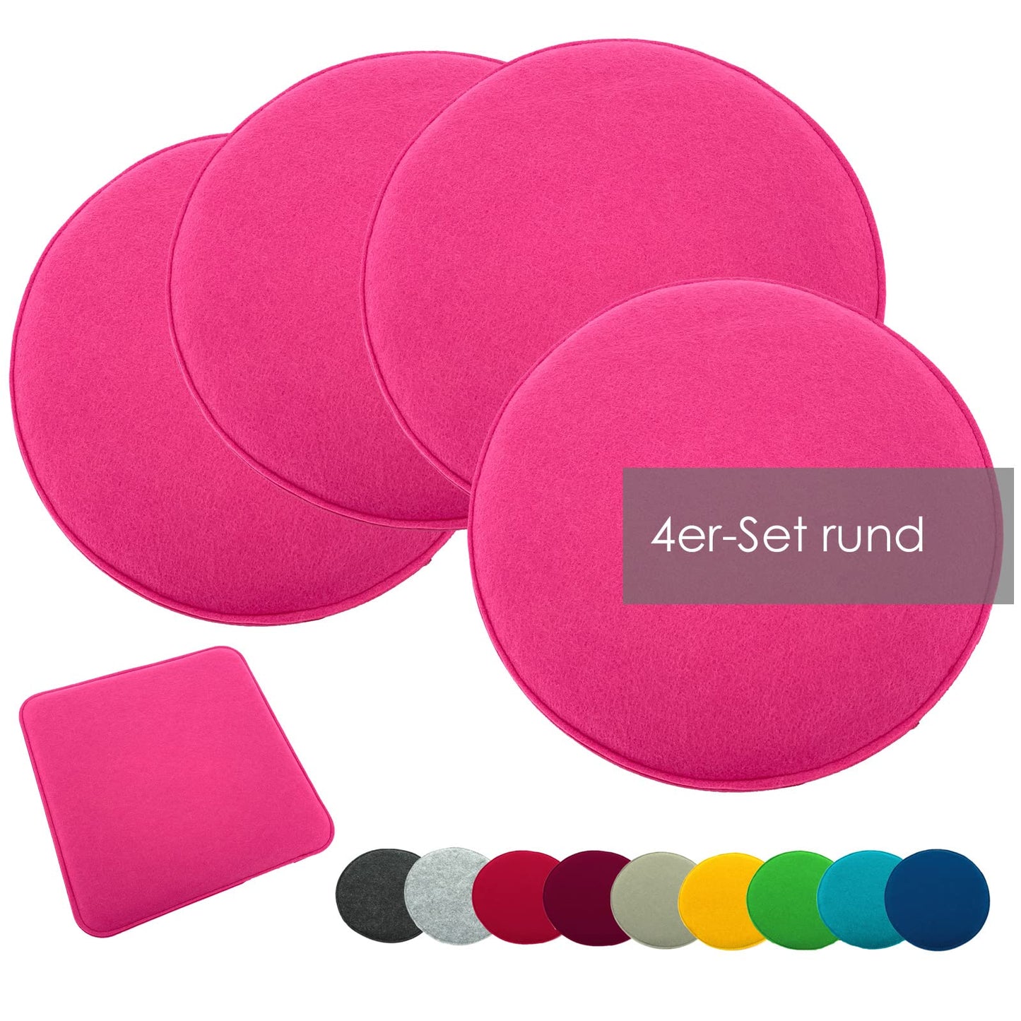 4er Pack Filz-Sitzkissen, 4 Pink